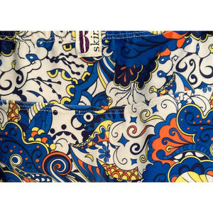 BSkinz Tennis Skort Retro Print Blue Orange on White, Size L
